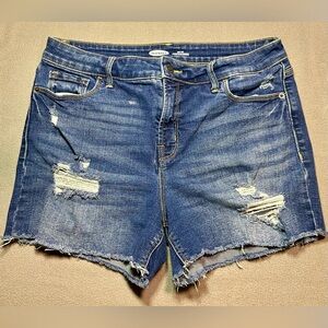 Old Navy High Rise Distressed Denim Shorts Size 10 Raw Hem
